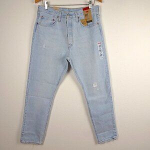 Levi's 501 Skinny Jeans Women's 32x30 Blue Denim High Rise Distressed